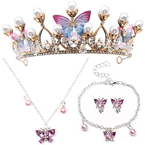 Zliger Diademe für Mädchen Schmetterling Tiara,Schmetterling Tiara Prinzessin Mädchen Krone Kostüm Stirnband Braut Hochzeit Haarschmuck für Cosplay Geburtstag Feier Feiertag Party Geschenk von Zliger