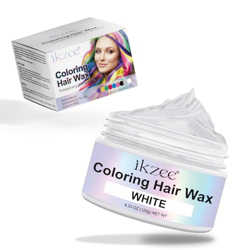 Haarfarbe Weiß Temporäre,Unisex Haarfärbemittel Wachs,Natürliches Buntes Haarwachs,Dauerhafte Pflege-Haarfarbe für Party,Cosplay & Halloween von Zllkopy