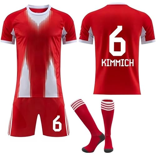 2025-2026 Football Jerseys 6 Kimmich 9 Kane 10 Sane 25 Müller 42 Musiala Men's Sports Training Soccer Footy Kit Outfit, Children Boy Football Training T-Shirts Shorts and Socks (Red #6, XXL) von Zlongbow