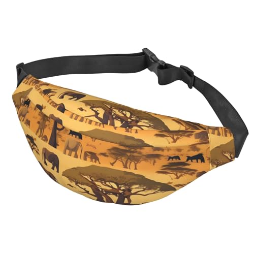 Afrikanische Graslandtiere Crossbody Hüfttasche Multifunktionale Große Hüfttasche für Damen und Herren Outdoor Sport Reisen Modisch und Tragbar Schwarz, Siehe Abbildung, Einheitsgröße, Wanderrucksack von Zltegako