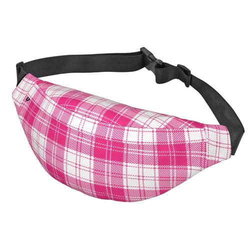 Bauchtasche, rosa und weiß, kariert, modische Hüfttasche, verstellbare Schnallen, für Damen und Herren, Siehe Abbildung, Einheitsgröße, Wanderrucksack von Zltegako