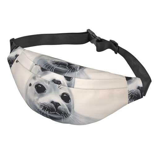 Bauchtasche für Damen und Herren, verstellbare Hüfttasche, Crossbody-Gürteltasche, Harfen-Siegel, Malerei, Bauchtasche, Schwarz, Einheitsgröße, Siehe Abbildung, Einheitsgröße, Wanderrucksack von Zltegako