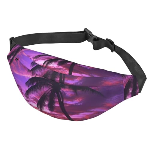 Bauchtasche für Damen und Herren, verstellbare Hüfttasche, Umhängetasche, Palme, Lila, Sonnenuntergang, Bauchtasche, Schwarz, Einheitsgröße, Siehe Abbildung, Einheitsgröße, Wanderrucksack von Zltegako