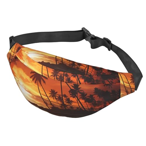 Bauchtasche für Damen und Herren, verstellbare Hüfttasche, Umhängetasche, Palme, Sonnenuntergang, Bauchtasche, Schwarz, Einheitsgröße, Siehe Abbildung, Einheitsgröße, Wanderrucksack von Zltegako