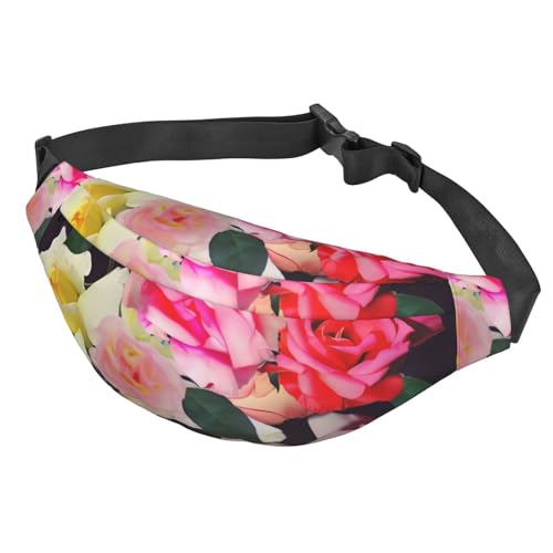 Bauchtasche für Damen und Herren, verstellbare Hüfttasche, Umhängetasche, Rosen, farbige Bauchtasche, Schwarz, Einheitsgröße, Siehe Abbildung, Einheitsgröße, Wanderrucksack von Zltegako