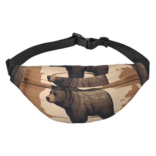 Bauchtasche mit Cartoon-Motiv und schwarzem Bär, wasserabweisend, für Damen und Herren, vielseitige Tragemöglichkeiten, praktisches Kopfhörerloch, ideal für Reisen und Workout, Crossbody-Bauchtasche Bauchtasche mit Cartoon-Motiv und schwarzem Bär, wasserabweisend, für Damen und Herren, vielseitige Tragemöglichkeiten, praktisches Kopfhörerloch, ideal für Reisen und Workout, Crossbody-Bauchtasche von Zltegako