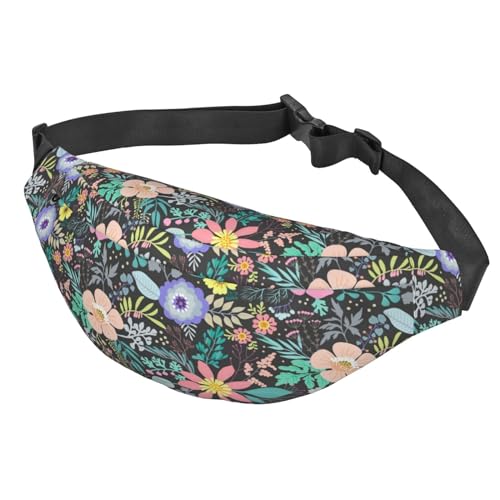 Bauchtasche mit kleinen, bunten Blumen, modische Hüfttasche, verstellbare Schnallen, für Reisen, Wandern, Siehe Abbildung, Einheitsgröße, Wanderrucksack von Zltegako