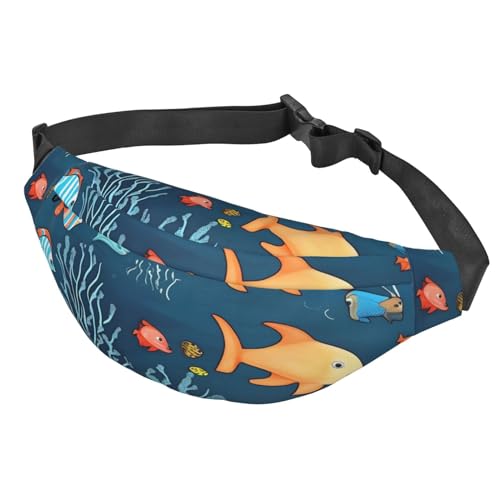 Blue Underwater World of Fish Crossbody Hüfttasche Multifunktionale Große Hüfttasche für Damen und Herren Outdoor Sport Reisen Modisch und Tragbar Schwarz, Siehe Abbildung, Einheitsgröße, von Zltegako