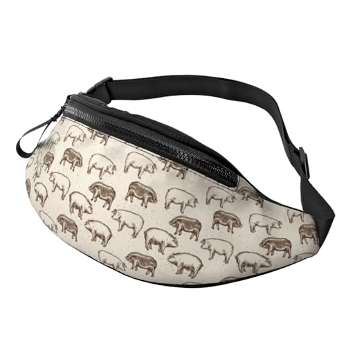 Crossbody-Taschen für Damen und Herren, handgezeichnete Cartoon-Schweine-Bauchtaschen für Damen, Crossbody-Tasche für Herren, Siehe Abbildung, Einheitsgröße, Wanderrucksack von Zltegako