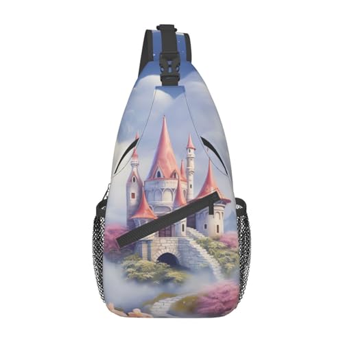 Flower and House Sling Bag Leichte Brusttasche Crossbody Bag Umhängetasche Sportrucksack für Damen Herren Schwarz Einheitsgröße, Siehe Abbildung, Einheitsgröße, Wanderrucksack von Zltegako