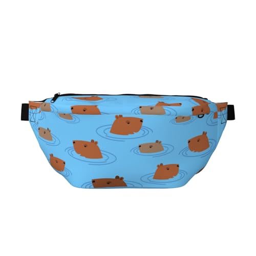Große Bauchtaschen für Damen und Herren, Umhängetasche, Capybaras, blau, Reise-Crossbody-Tasche für Damen, trendig, Gürteltasche für Damen, Herren, Crossbody, Hüfttasche für Damen mit verstellbarem Große Bauchtaschen für Damen und Herren, Umhängetasche, Capybaras, blau, Reise-Crossbody-Tasche für Damen, trendig, Gürteltasche für Damen, Herren, Crossbody, Hüfttasche für Damen mit verstellbarem von Zltegako