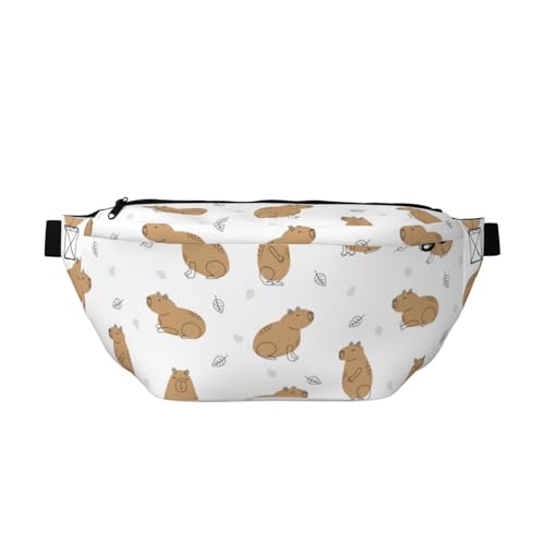 Große Bauchtaschen für Damen und Herren, Umhängetasche, Capybaras, weiß, Reise-Crossbody-Tasche für Damen, trendig, Gürteltasche für Damen, Herren, Crossbody, Hüfttasche für Damen mit verstellbarem von Zltegako