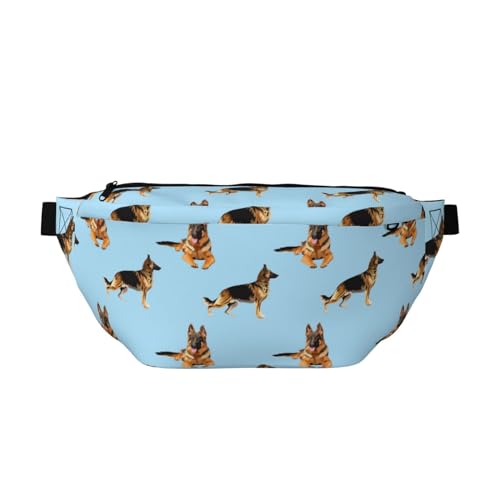 Große Bauchtaschen für Damen und Herren, Umhängetasche, Deutscher Schäferhund, blau, Reise-Crossbody-Tasche für Damen, trendy, Gürteltasche für Damen und Herren, Umhängetasche, Hüfttasche für Damen von Zltegako