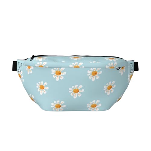 Große Bauchtaschen für Damen und Herren, Umhängetasche, Gänseblümchen, Blumen, Hellblau, Reise-Crossbody-Tasche für Damen, trendy, Gürteltasche für Damen, Herren, Crossbody, Hüfttasche für Damen mit von Zltegako