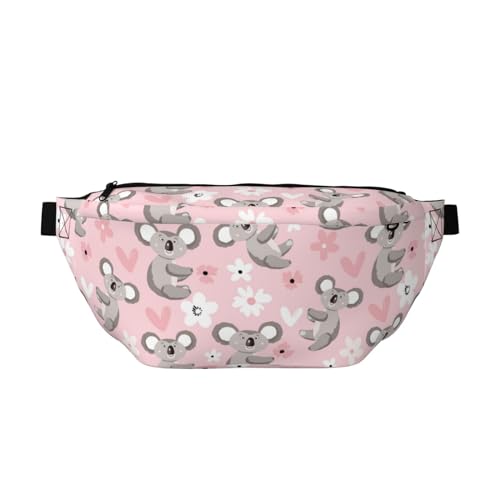 Große Bauchtaschen für Damen und Herren, Umhängetasche, Koala, weiße Blume, rosa Herz, Reise-Crossbody-Tasche für Damen, trendy, Gürteltasche für Damen, Herren, Crossbody, Hüfttasche für Damen mit Große Bauchtaschen für Damen und Herren, Umhängetasche, Koala, weiße Blume, rosa Herz, Reise-Crossbody-Tasche für Damen, trendy, Gürteltasche für Damen, Herren, Crossbody, Hüfttasche für Damen mit von Zltegako