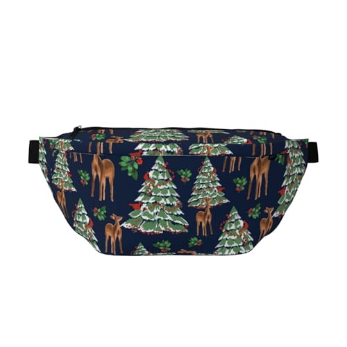 Große Bauchtaschen für Damen und Herren, Umhängetasche, bemalt, niedlicher Hirsch, Weihnachtsbaum, Reise-Crossbody-Tasche für Damen, trendy, Gürteltasche für Damen, Herren, Crossbody, Hüfttasche für von Zltegako