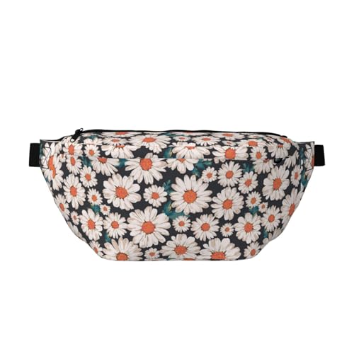 Große Bauchtaschen für Damen und Herren, Umhängetasche, blaue Blätter, Gänseblümchen, Blumen, Reise-Crossbody-Tasche für Damen, trendy, Gürteltasche für Damen, Herren, Crossbody, Hüfttasche für Damen von Zltegako