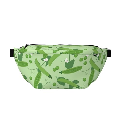 Große Bauchtaschen für Damen und Herren, Umhängetasche, grüne Erbsenblätter, Reise-Crossbody-Tasche für Damen, trendig, Gürteltasche für Damen, Herren, Umhängetasche, Hüfttasche für Damen mit von Zltegako