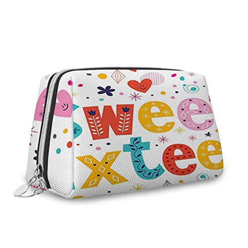 Große Make-up-Tasche aus Leder zum 16. Geburtstag, mit Reißverschluss, süßes 16. Geburtstag, Sterne, Herzmuster, Reise-Kosmetik-Organizer für Damen, mehrfarbig, Größe M, Mehrfarbig_7, Einheitsgröße, von Zltegako