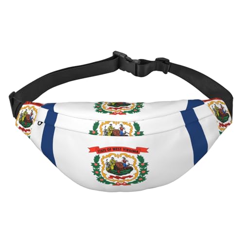 Gürteltasche mit West-Virginia-Flagge, wasserabweisend, Laufgürteltasche für Damen, mit vielseitigen Trageoptionen, praktisches Kopfhörerloch, ideal für Reisen und Workout, Crossbody-Bauchtasche für Gürteltasche mit West-Virginia-Flagge, wasserabweisend, Laufgürteltasche für Damen, mit vielseitigen Trageoptionen, praktisches Kopfhörerloch, ideal für Reisen und Workout, Crossbody-Bauchtasche für von Zltegako