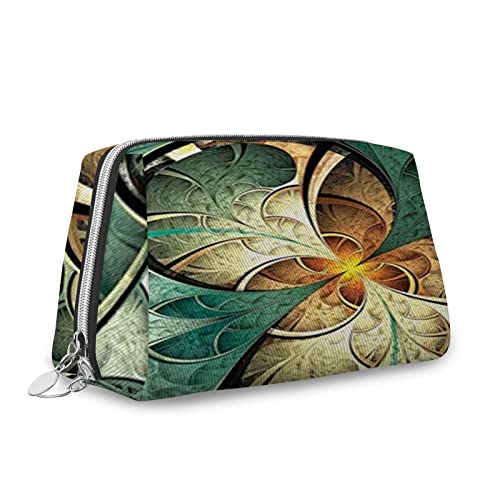 Kosmetiktasche mit Stierschädel in Aquarelloptik, Reise-Make-up-Tasche, Totenkopf mit hängender Blume, Organizer, Aufbewahrungs-Kulturbeutel für Damen, mehrfarbig (Trapez), Grün_1, Einheitsgröße, von Zltegako