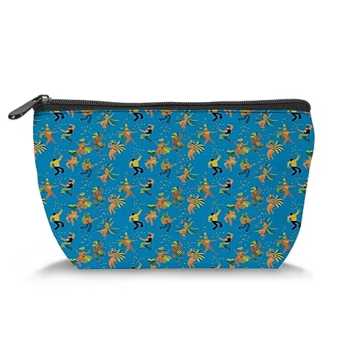 Kosmetiktasche mit Stierschädel in Aquarelloptik, Reise-Make-up-Tasche, Totenkopf mit hängender Blume, Organizer, Aufbewahrungs-Kulturbeutel für Damen, mehrfarbig (Trapez), Meerblau_20, Einheitsgröße, von Zltegako