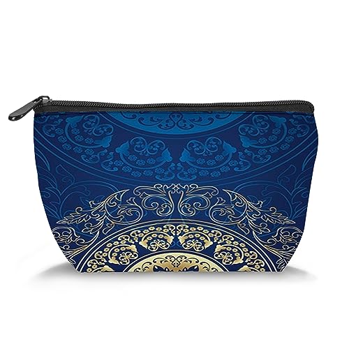 Make-up-Tasche für Damen, tropischer hawaiianischer Strand, große Kapazität, Make-up-Tasche, Reise-Kulturbeutel, Zubehör, Organizer, Blau / Gelb, Blau, goldfarben, 5, Einheitsgröße, Kosmetikkoffer von Zltegako