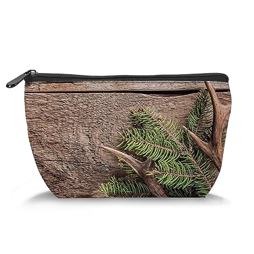 Make-up-Tasche mit Blumenmuster, Kosmetiktasche für Damen, viktorianischer Stil, große Kapazität, Make-up-Tasche, Reise-Kulturbeutel, Zubehör, Organizer, Schwarz / Weiß (Trapez), Braun_11, von Zltegako