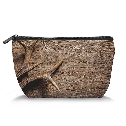 Make-up-Tasche mit Strandmotiv für Damen, Flip-Flops, Brille, Urlaubsbild, niedliche Kosmetiktasche, trapezförmig, tragbar, für den täglichen Gebrauch, Blau / Weiß, Braun_17, Einheitsgröße, von Zltegako
