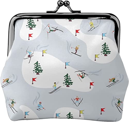 Münzgeldbörse Winter Skifahren Skifahrer Freizeit Ski Spaß Frauen Mädchen Make-up Kiss-Lock Verschluss Schnalle Geldbörse Wechselgeldbörse, Siehe Abbildung, Einheitsgröße, Taschen-Organizer von Zltegako