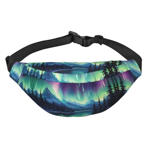 Northern Lights Bauchtasche für Damen, wasserabweisend, mit vielseitigen Trageoptionen, praktisches Kopfhörerloch, ideal für Reisen und Workout, Crossbody-Bauchtasche für Damen und Herren, Siehe von Zltegako