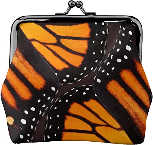 Orange Monarch Butterfly Wings Damen Leder Münzgeldbörse Kleingeldbeutel mit Kiss-Lock Verschluss Schnalle Geldbörse für Mädchen Geschenk, Siehe Abbildung, Einheitsgröße, Taschen-Organizer von Zltegako
