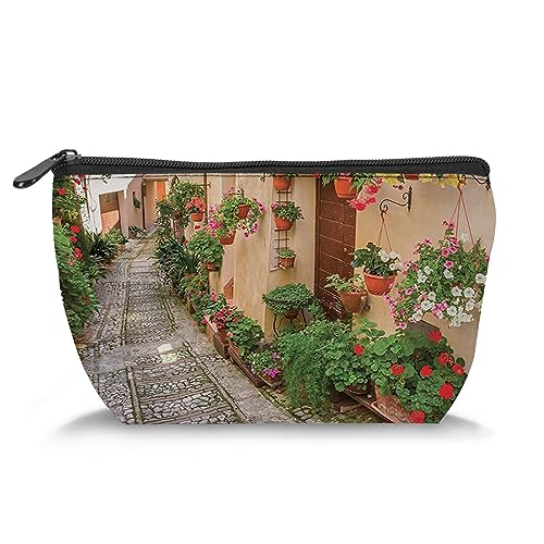 Reise-Make-up-Tasche, Kosmetiktasche, Kirschblütenbaum, Organizer für Damen, Pink / Weiß (Trapez), Mehrfarbig_15, Einheitsgröße, Kosmetikkoffer von Zltegako