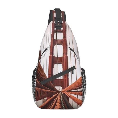 Ropes On The Golden Gate Bridge Sling Bag Leichte Brusttasche Crossbody Bag Umhängetasche Sportrucksack für Damen Herren Schwarz Einheitsgröße, Siehe Abbildung, Einheitsgröße, Wanderrucksack von Zltegako