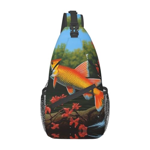 Safflower Flying Fish Sling Bag Leichte Brusttasche Crossbody Tasche Schultertasche Sportrucksack für Damen Herren Schwarz Einheitsgröße, Siehe Abbildung, Einheitsgröße, Wanderrucksack von Zltegako