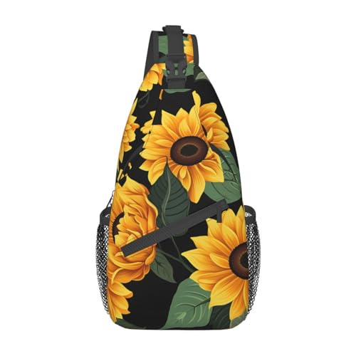 Sonnenblumenmuster Sling Bag Leichte Brusttasche Crossbody Tasche Schultertasche Sportrucksack für Damen Herren Schwarz Einheitsgröße, Siehe Abbildung, Einheitsgröße, Wanderrucksack Sonnenblumenmuster Sling Bag Leichte Brusttasche Crossbody Tasche Schultertasche Sportrucksack für Damen Herren Schwarz Einheitsgröße, Siehe Abbildung, Einheitsgröße, Wanderrucksack von Zltegako