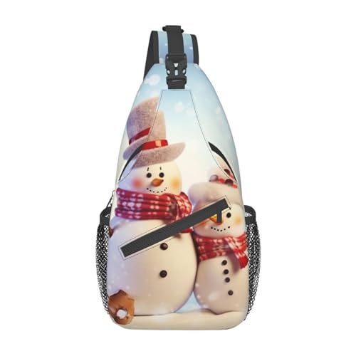 Süße Schneemänner Weihnachten Sling Bag Leichte Brusttasche Crossbody Tasche Schultertasche Sportrucksack für Damen Herren Schwarz Einheitsgröße, Siehe Abbildung, Einheitsgröße, Wanderrucksack von Zltegako