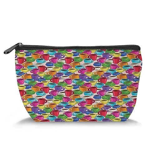 Triages Printby, Make-up-Tasche, Kosmetiktasche für Damen, Design geometrische Elemente, Pixel, große Kapazität, Make-up-Tasche, Reise-Kulturbeutel, Zubehör, Organizer, Türkis, Mehrfarbig_9, von Zltegako