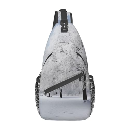White Snow Tree Sling Bag Leichte Brusttasche Crossbody Bag Schultertasche Sportrucksack für Damen Herren Schwarz Einheitsgröße, Siehe Abbildung, Einheitsgröße, Wanderrucksack von Zltegako