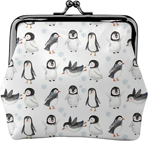 Winter Penguins Weiß Damen Leder Münzgeldbörse Kleingeldtasche mit Kiss-Lock Verschluss Schnalle Geldbörse für Mädchen Geschenk, Siehe Abbildung, Einheitsgröße, Taschen-Organizer von Zltegako