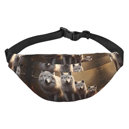 Wölfe Familien-Hüfttasche, wasserabweisend, Laufgürteltasche für Damen mit vielseitigen Trageoptionen, praktisches Kopfhörerloch, ideal für Reisen und Workout, Crossbody-Bauchtasche für Damen und von Zltegako