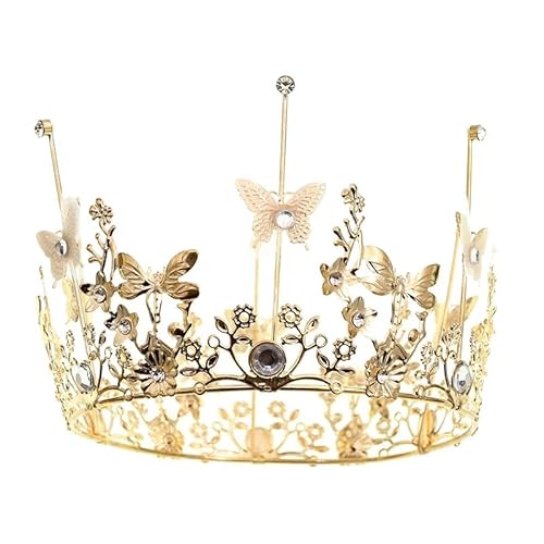 Haarschmuck, Hochzeit, Geburtstag, Krone, Partyzubehör, Königin-Tiara, Kristall-Strass-Kuchendekoration, Vintage-Dekorationen (Color : Gold) von ZlyxLzq