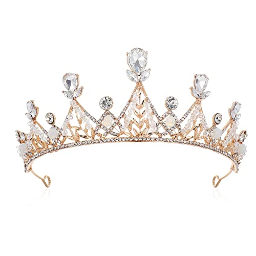 Haarschmuck, elegante Kristallkrone for Damen, handgefertigt, Strass-Kopfschmuck, Braut-Hochzeits-Diademe for Braut, Brautmädchen, Damen, Hochzeit, Abschlussball, Geburtstag, Festival, Party (rot) (C von ZlyxLzq