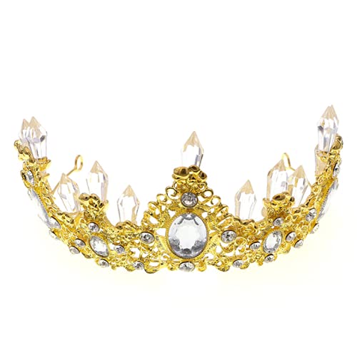 Haarschmuck, prächtiger Strass-Kronenschmuck, modische Hochzeit, Tiara, Königin, Festzug for Geburtstag, Festzug, Abschlussball, Hochzeitsparty, Gold von ZlyxLzq