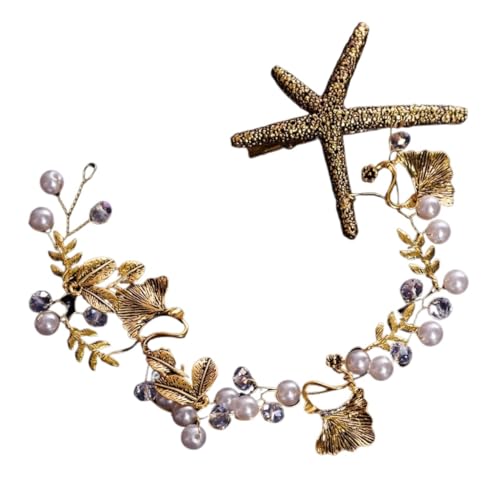 Krone, Tiara, Halloween-Kostüme for Frauen, Braut-Blumen-Haarschmuck, Seestern-Kopfbedeckung, Haarschmuck, Haarranke, nautische Haar-Accessoires, antikes Gold, Krone, Strand, Hochzeit, Stirnbänder, Kr von ZlyxLzq