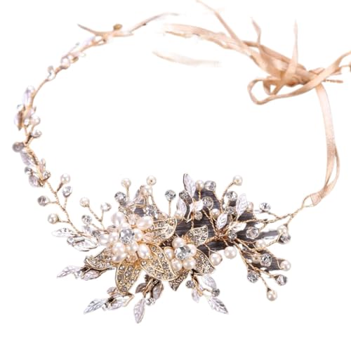 Krone, Tiara, Halloween-Kostüme for Frauen, Braut-Stirnband-Kopfschmuck, handgefertigtes romantisches Haarband in Silber und Gold, Perlenband, Hochzeits-Stirnbänder, Brautwettbewerb-Kopfstücke for Fra von ZlyxLzq