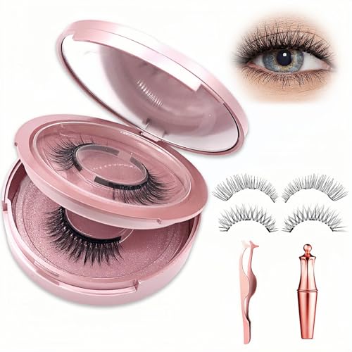 Magnetische Wimpern mit Applikator 2 Paar Wiederverwendbare Magnetic Lashes Natural Look Magnetic Lashes No Glue Magnetic Eyelashes ohne Eyeliner Clear Band Lashes Wispy Lashes sehen aus wie von ZmdecQna