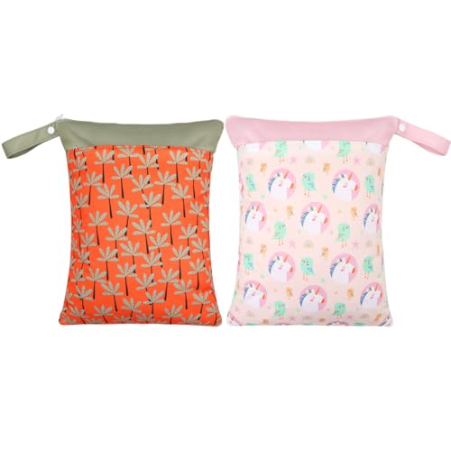 Zmmyr 2 Packungen Baby-Wickeltaschen mit zwei Reißverschlüssen zum Aufhängen, 30,5 x 40,6 cm, Orange und Rosa Zmmyr 2 Packungen Baby-Wickeltaschen mit zwei Reißverschlüssen zum Aufhängen, 30,5 x 40,6 cm, Orange und Rosa von Zmmyr