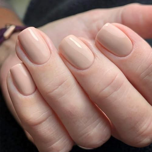 24STK Kurz Press on Nails Square Künstliche Nägel Nude Fingernägel zum Aufkleben Frühling Sommer Klebe Nägel Set Acrylnagelspitzen Damen Nagel Zubehör von Zmupl