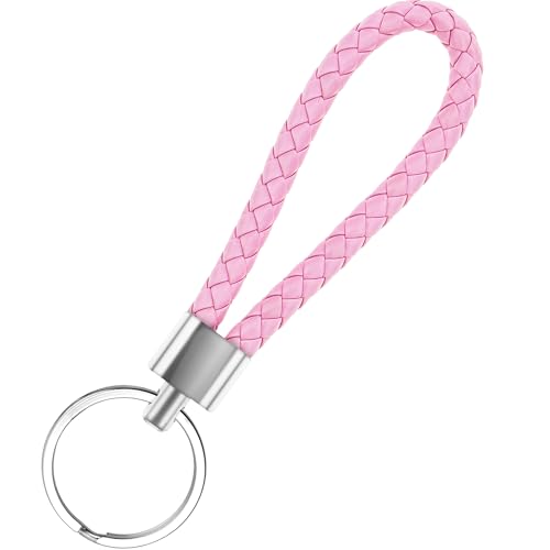 ZningEsxi Geflochtene Leder Schlüsselanhänger 1Pc Weben Seil Schlüsselanhänger Auto Autoschlüsselanhänger Einfach Schlüsselbund Damen Anhänger - Rosa von ZningEsxi